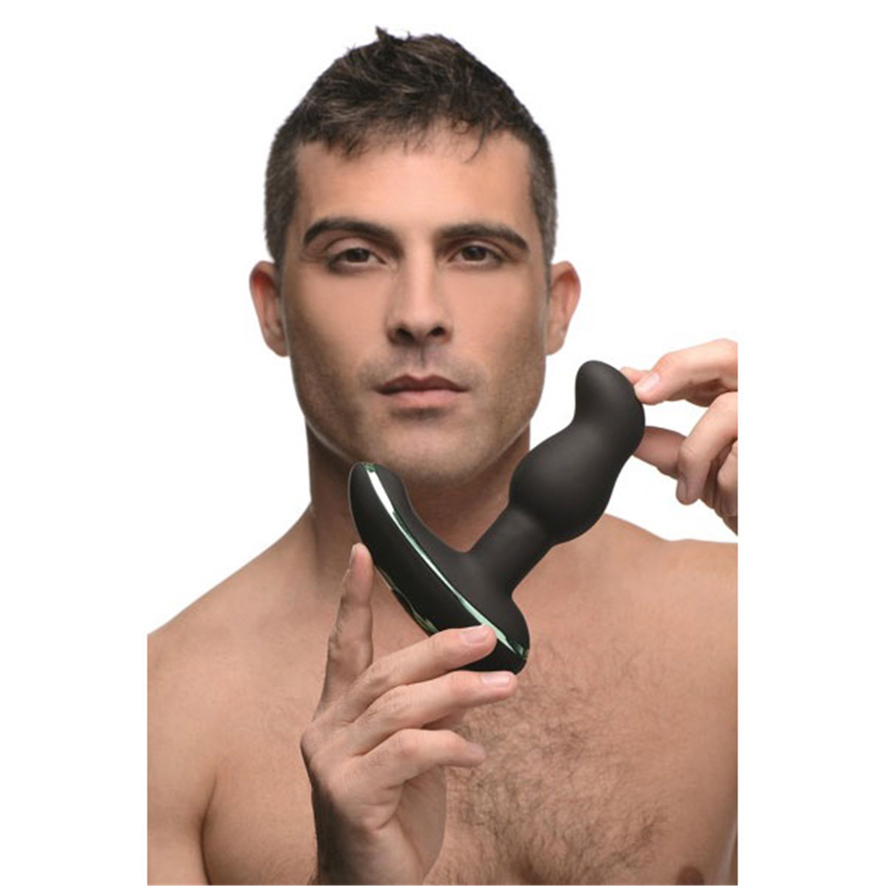 Rimstation 7x Prostate Vibe model holding with side view