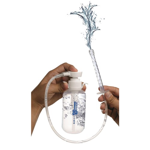 Pump Action enema handle with nozzle spraying water