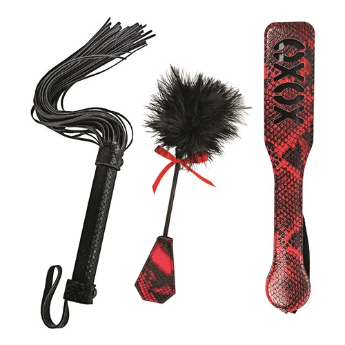 Lover's Kits Whip, Spank, And Tickle Bondage Set - All Components