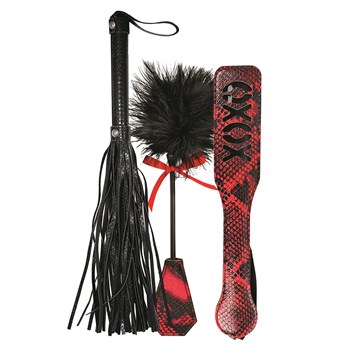 Lover's Kits Whip, Spank, And Tickle Bondage Set - All Components