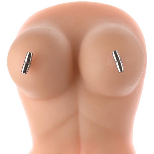 Ouch! Sensual Cylinder Magnetic Nipple Clamps - On Mannequin