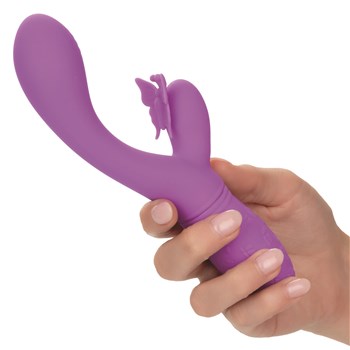 Butterfly Kiss Rechargeable Flutter - Hand Shot to Show Size - Purple