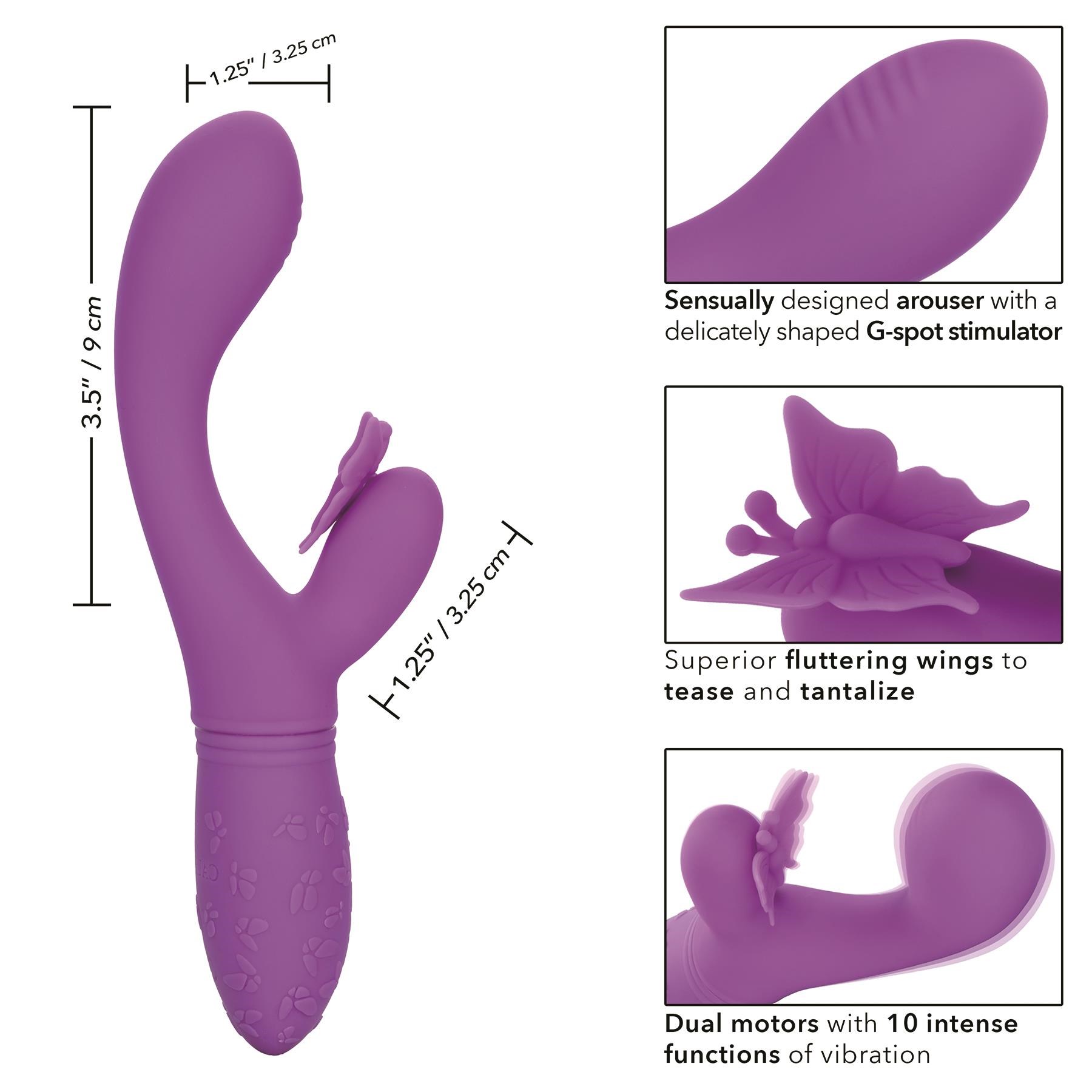 Butterfly Kiss Rechargeable Flutter - Measurements and Instructions - Purple