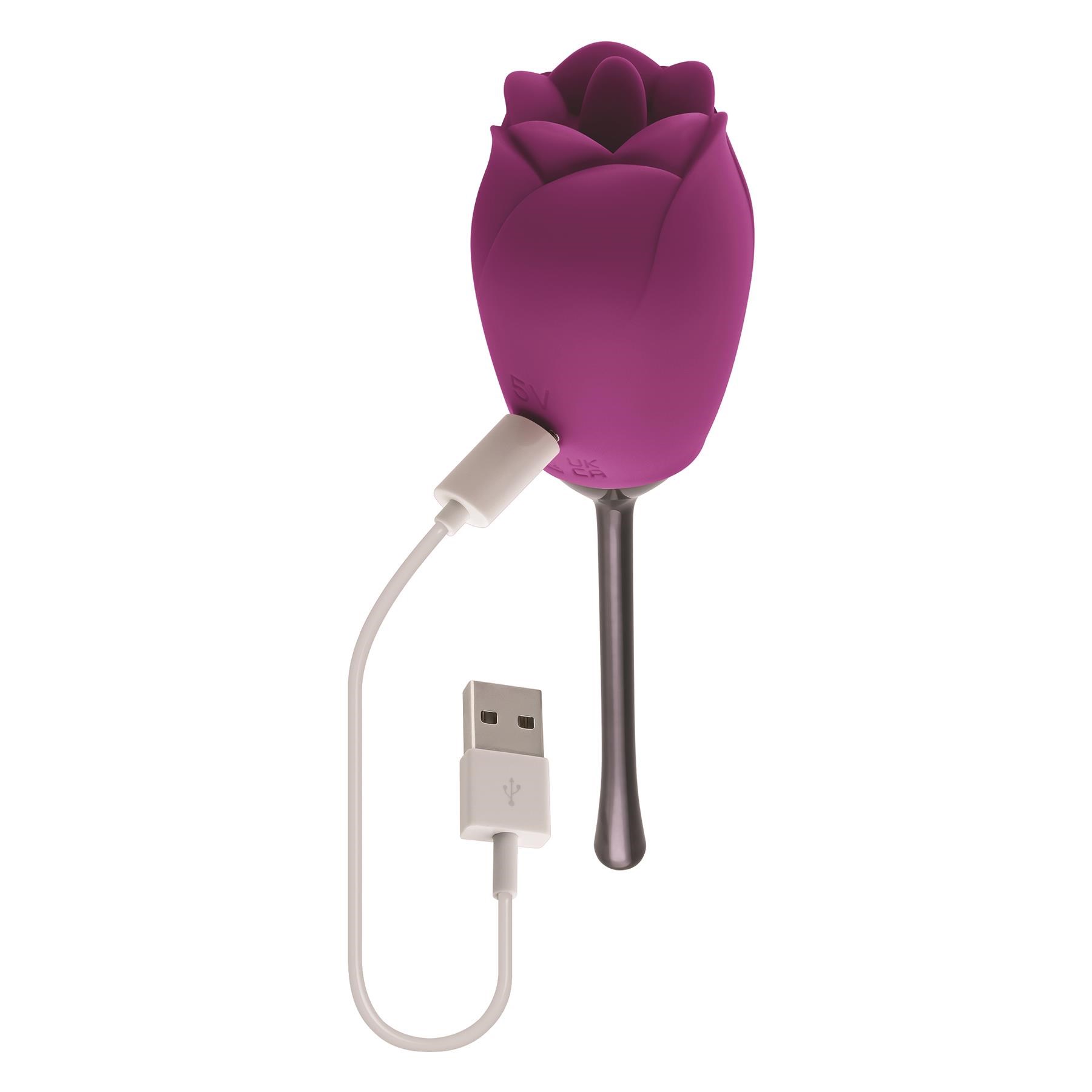 Playboy Pleasure Petal Rose Clitoral Stimulator - Showing Where Charging Cable is Placed