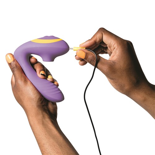 Romp Reverb G-Spot And Clitoral Suction Stimulator - Showing Where Charging Cable is Placed