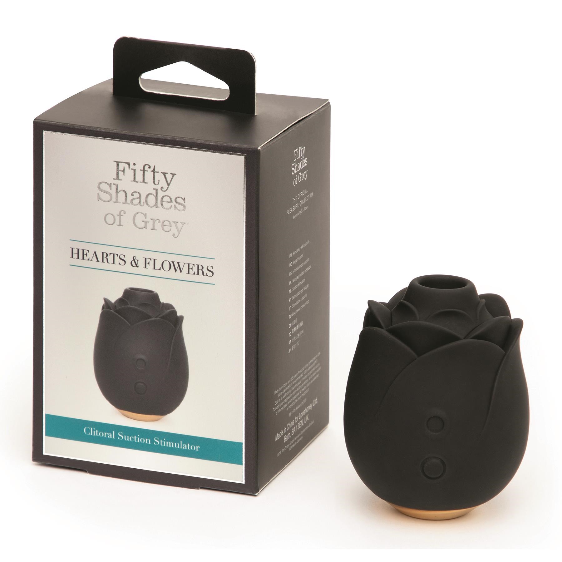 Fifty Shades of Grey Hearts And Flowers Clitoral Stimulator - Product and Packaging