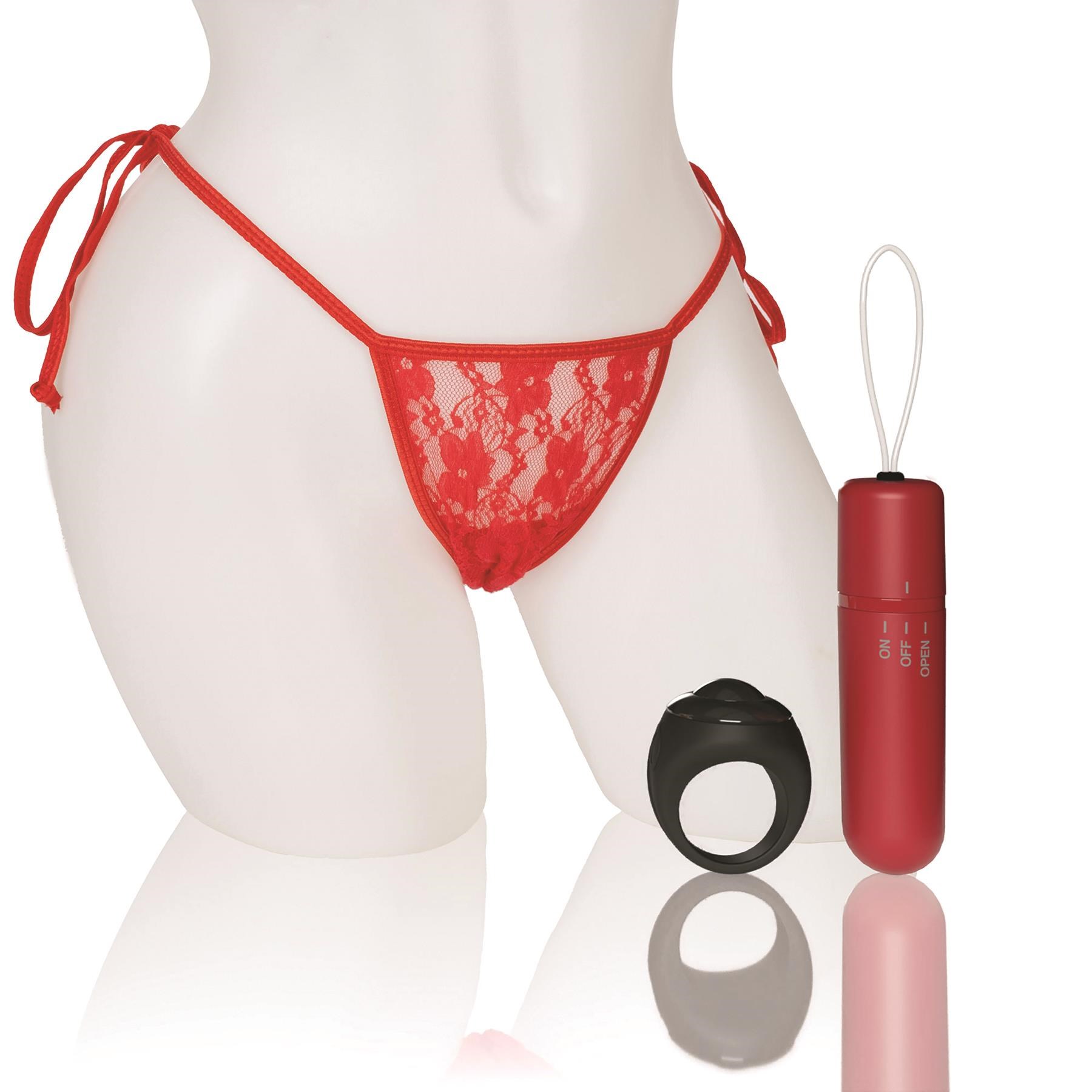 Screaming O Remote Control Vibrating Panty Set - Product and Panty - Red