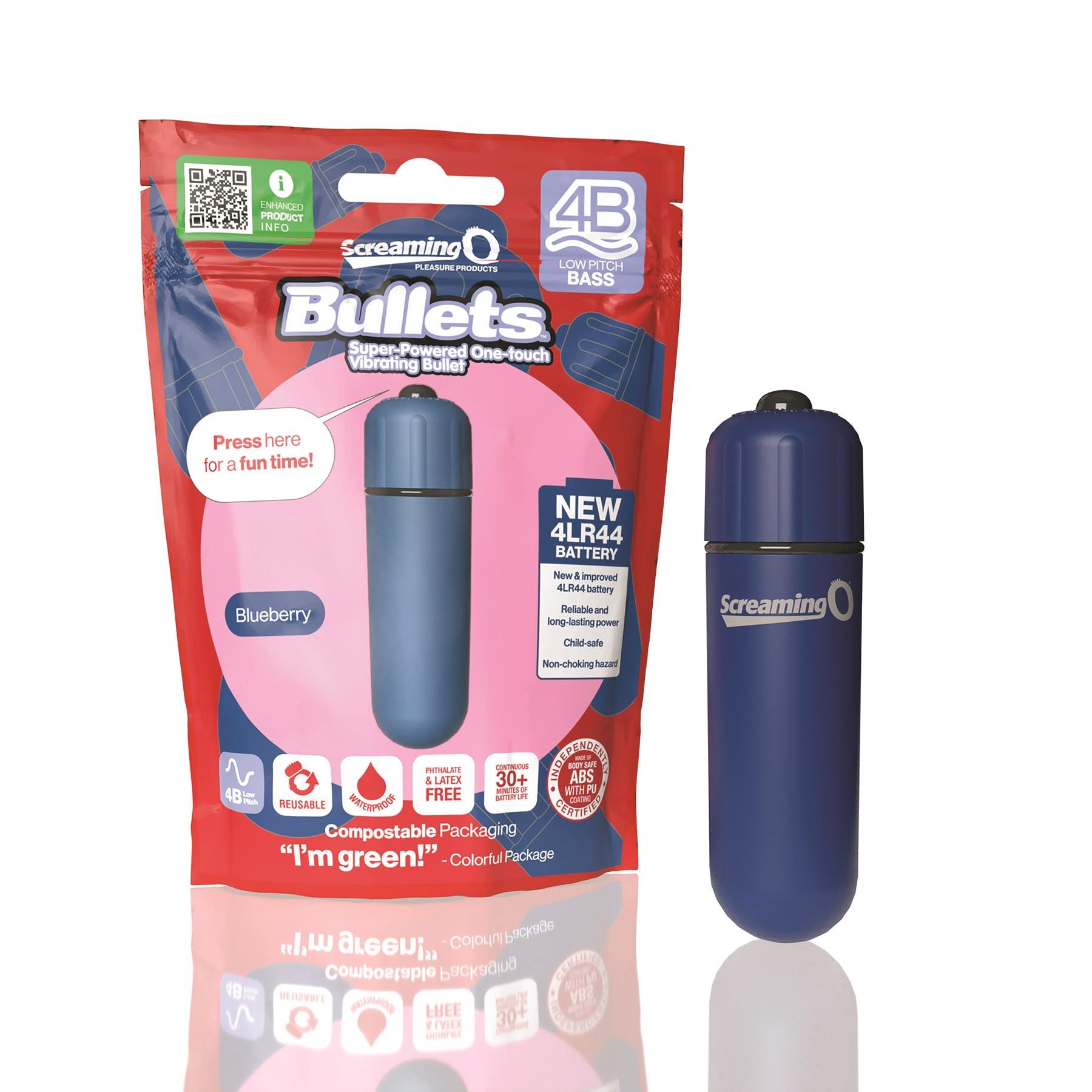 Screaming O 4B Rumble Bullet - Product and Packaging - Dark Blue