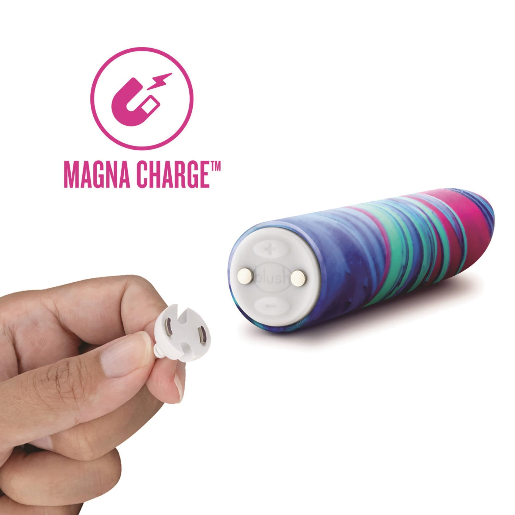 Limited Addiction Rechargeable Power Bullet - Showing Where Charging Cable is Placed - Blue