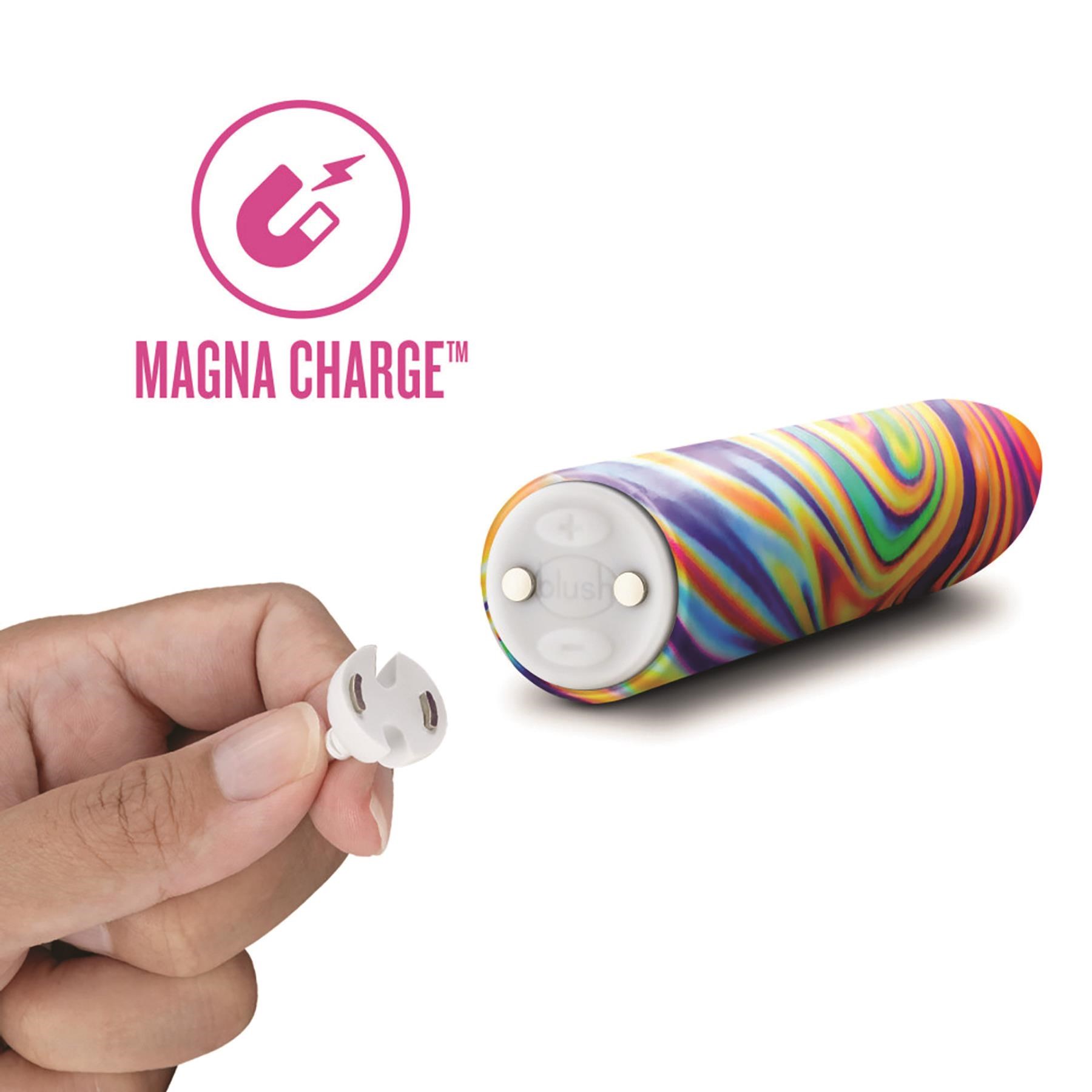 Limited Addiction Rechargeable Power Bullet - Showing Where Charging Cable is Placed - Multicolor