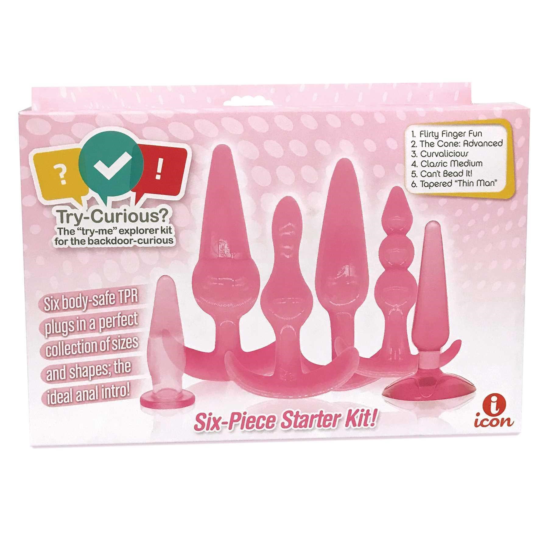 Try-Curious Anal Plug Kit box packaging - pink