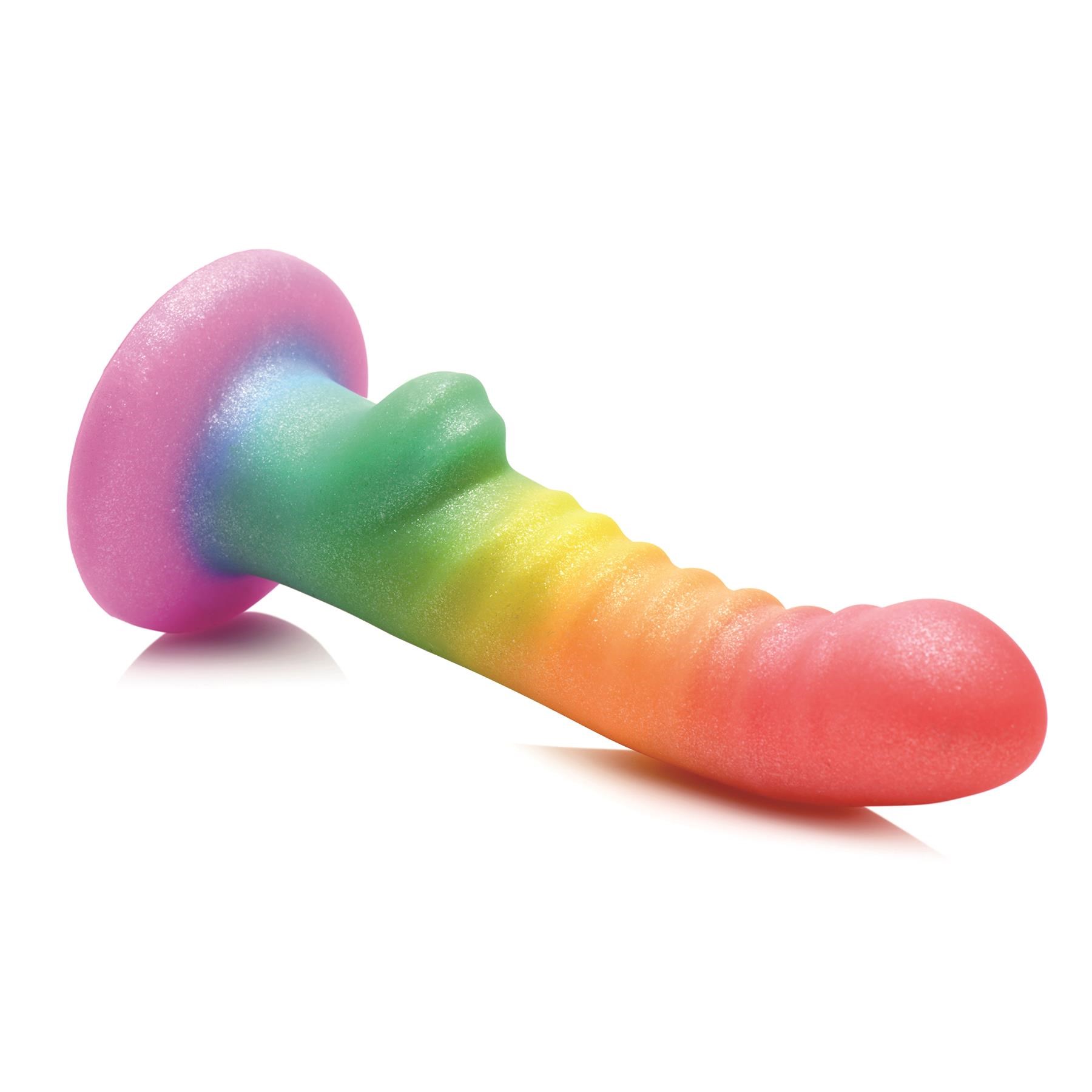 Simply Sweet Ribbed Rainbow Dildo - Product Shot #3