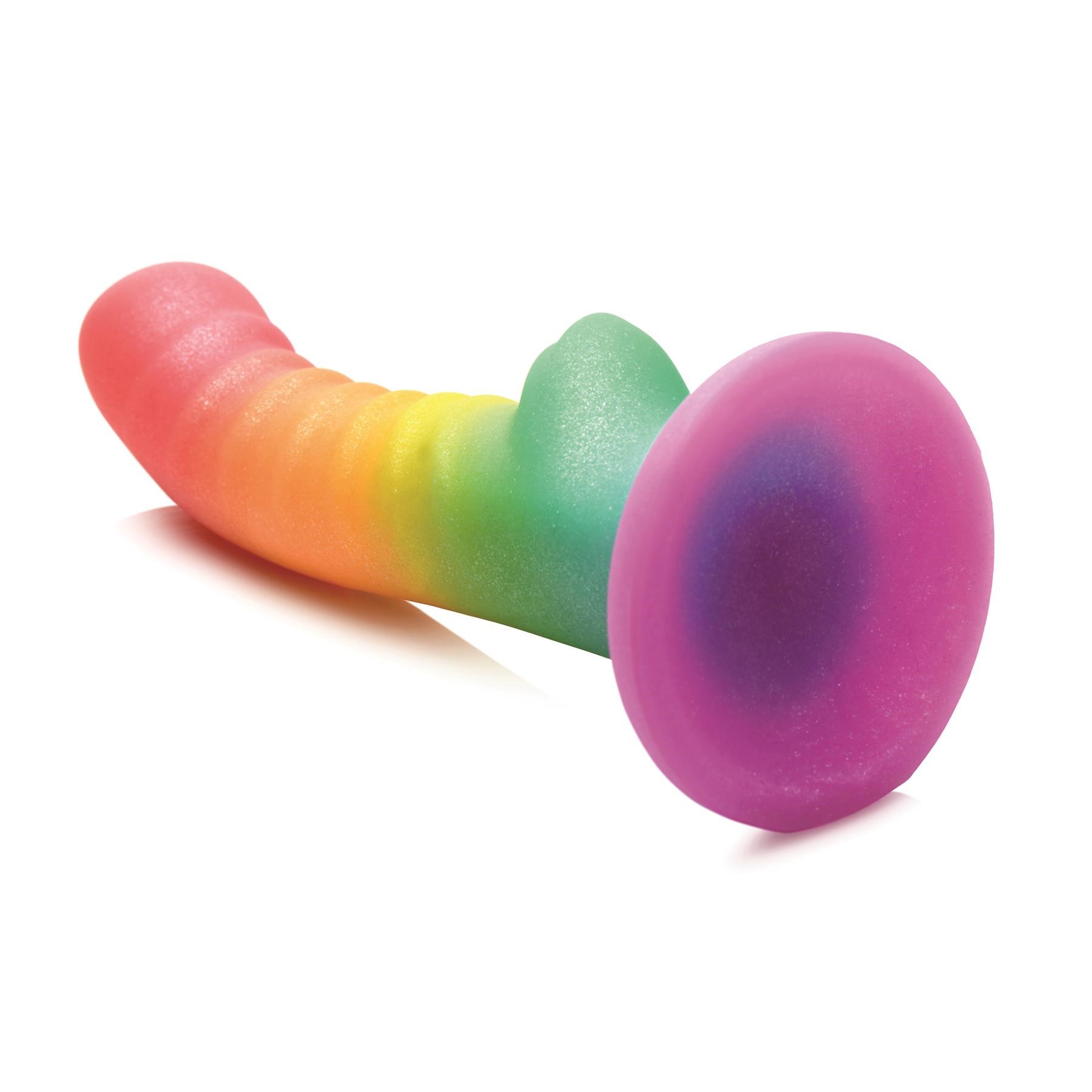 Simply Sweet Ribbed Rainbow Dildo - Product Shot #4