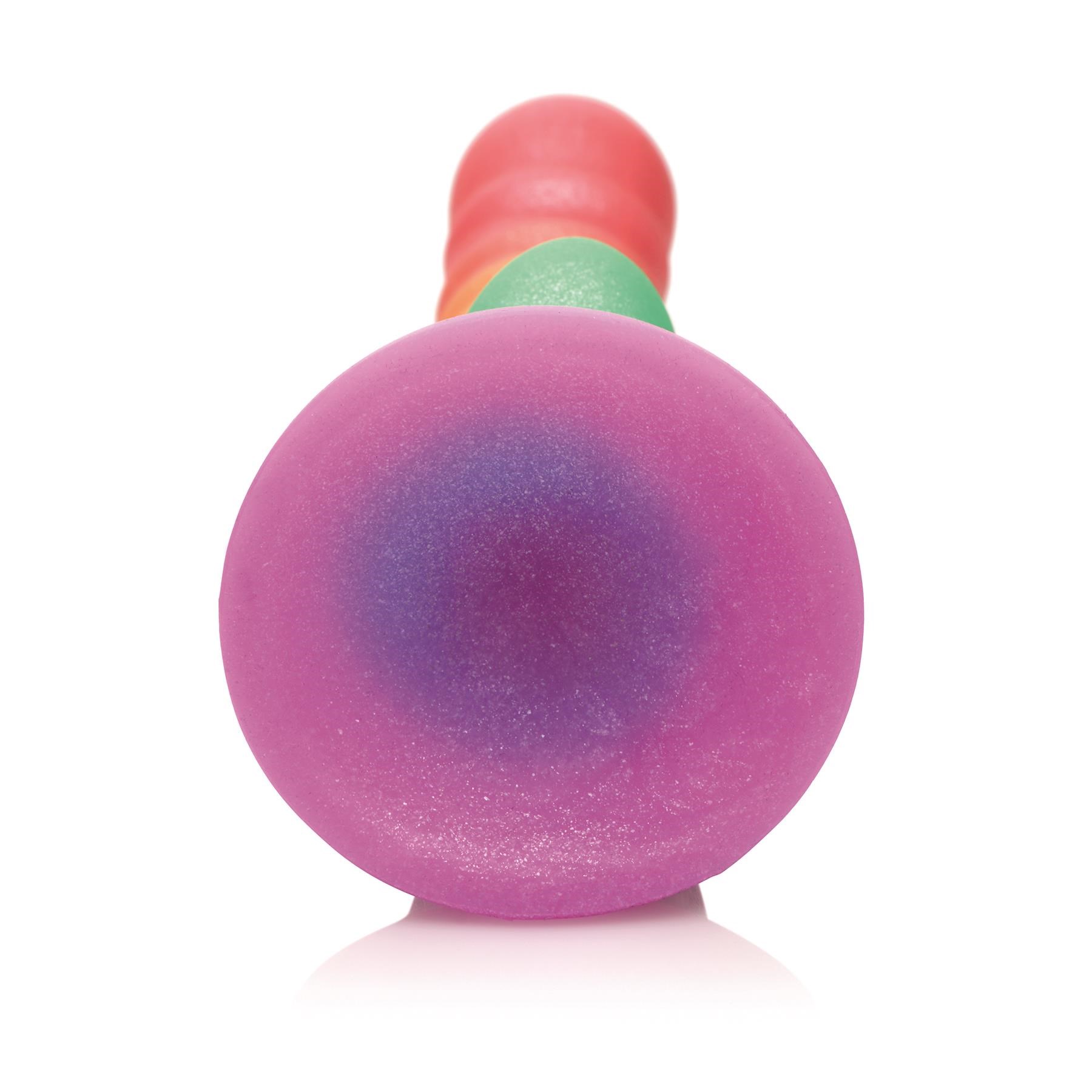 Simply Sweet Ribbed Rainbow Dildo - Product Shot #5 - Showing Suction Cup