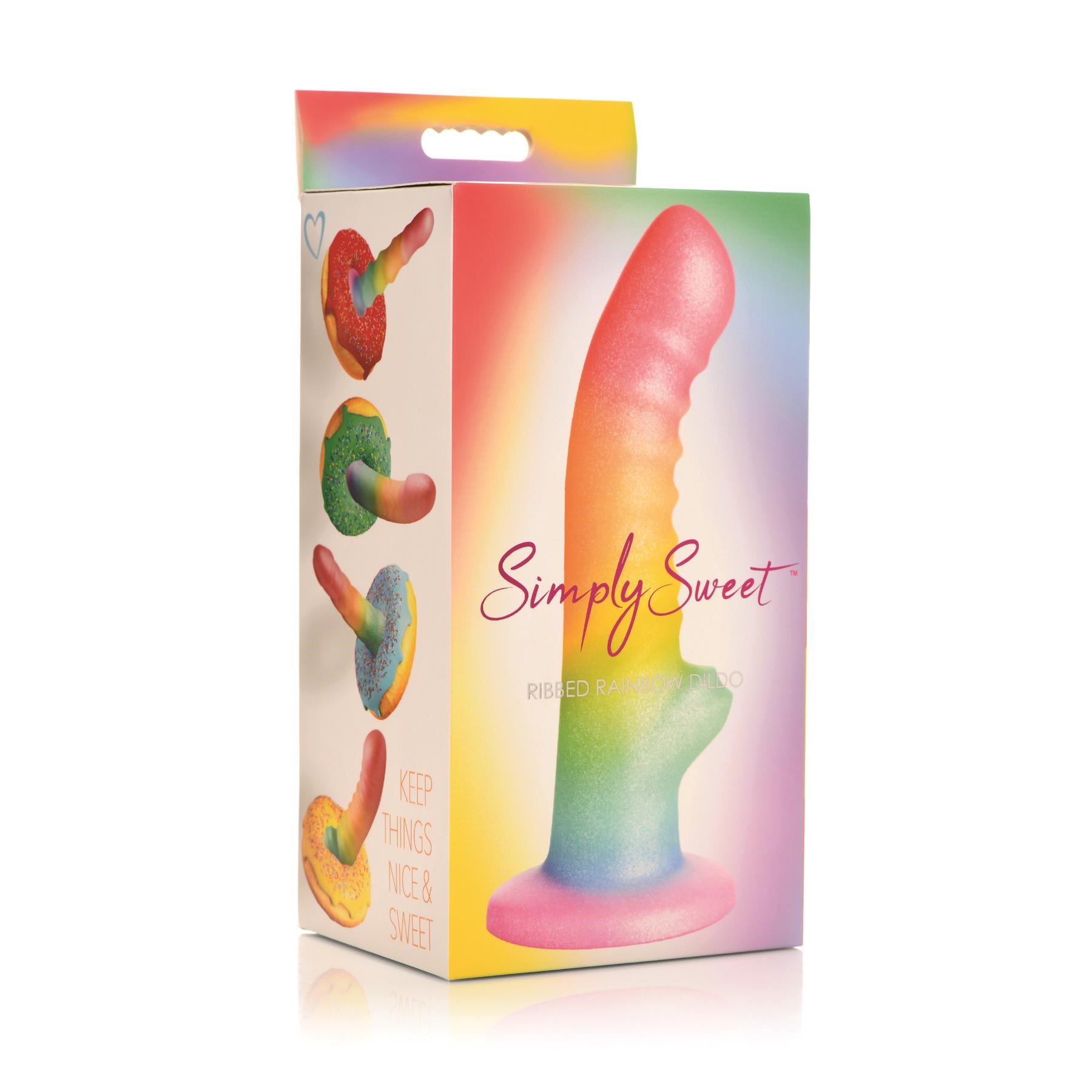 Simply Sweet Ribbed Rainbow Dildo - Packaging Shot