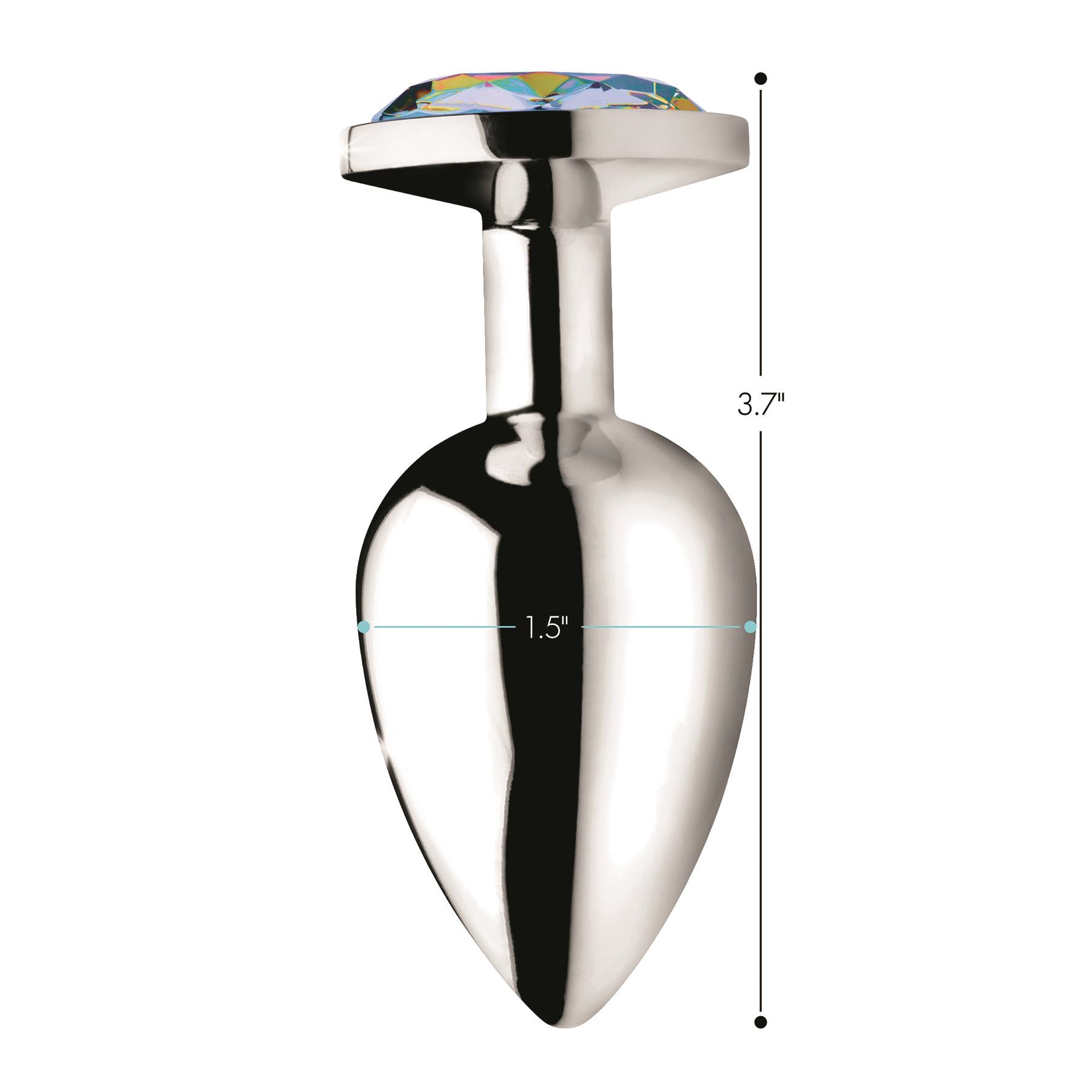 Rainbow Prism Gem Anal Plug - Product Shot With Dimensions -