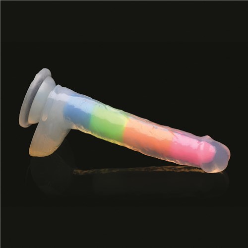 Lollicock 7 Inch Glow in the Dark Rainbow Dildo With Balls - Product Shot #2