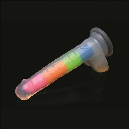 Lollicock 7 Inch Glow in the Dark Rainbow Dildo With Balls - Product Shot #3
