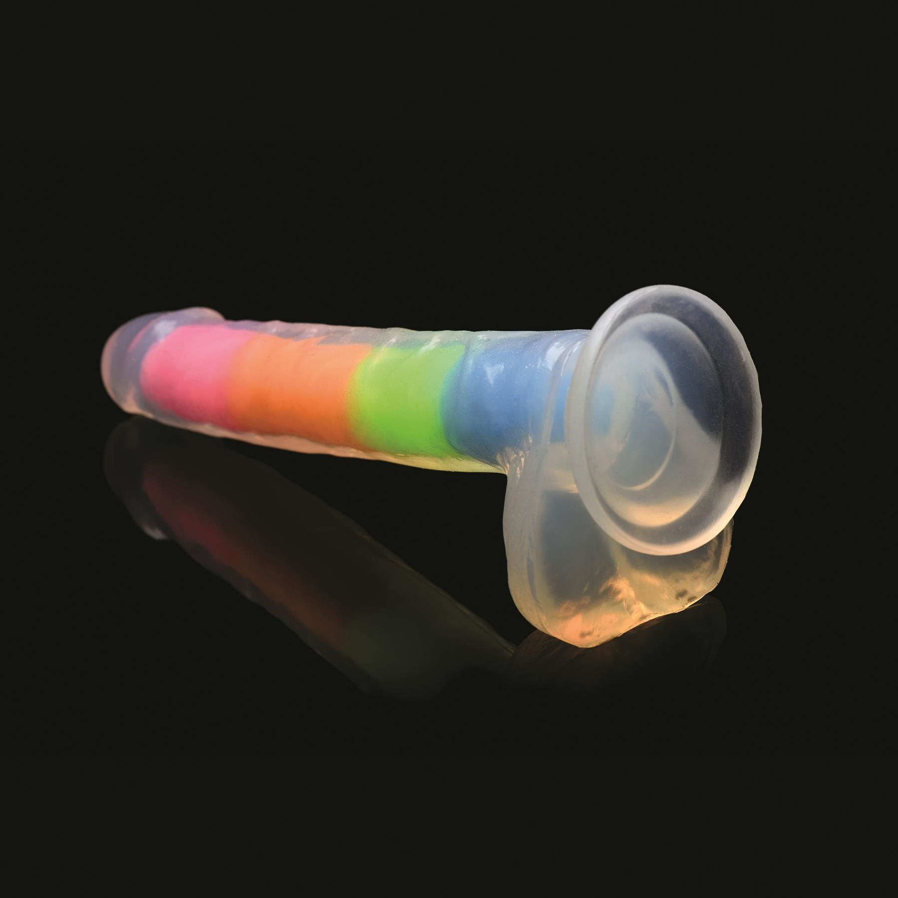 Lollicock 7 Inch Glow in the Dark Rainbow Dildo With Balls - Product Shot #4