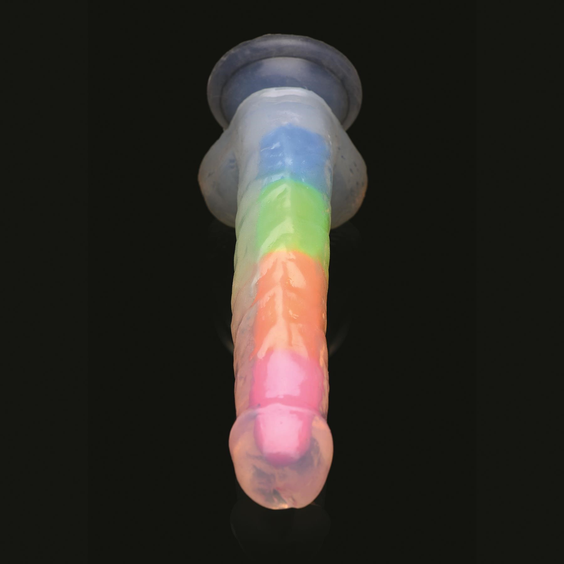 Lollicock 7 Inch Glow in the Dark Rainbow Dildo With Balls - Product Shot #5