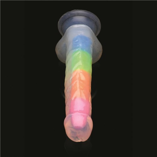Lollicock 7 Inch Glow in the Dark Rainbow Dildo With Balls - Product Shot #5