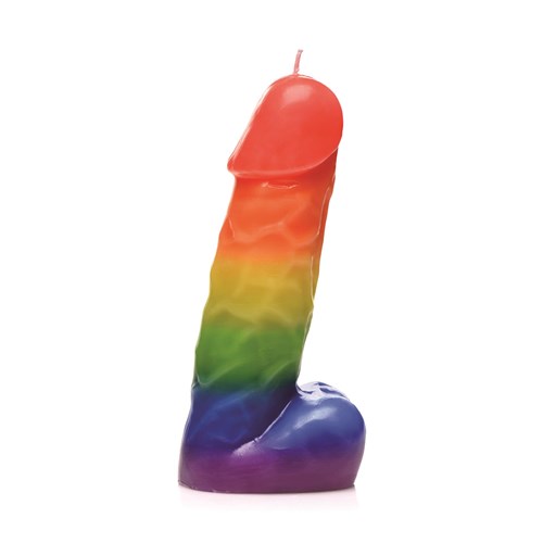 Pride Pecker Rainbow Drip Candle - Product Shot