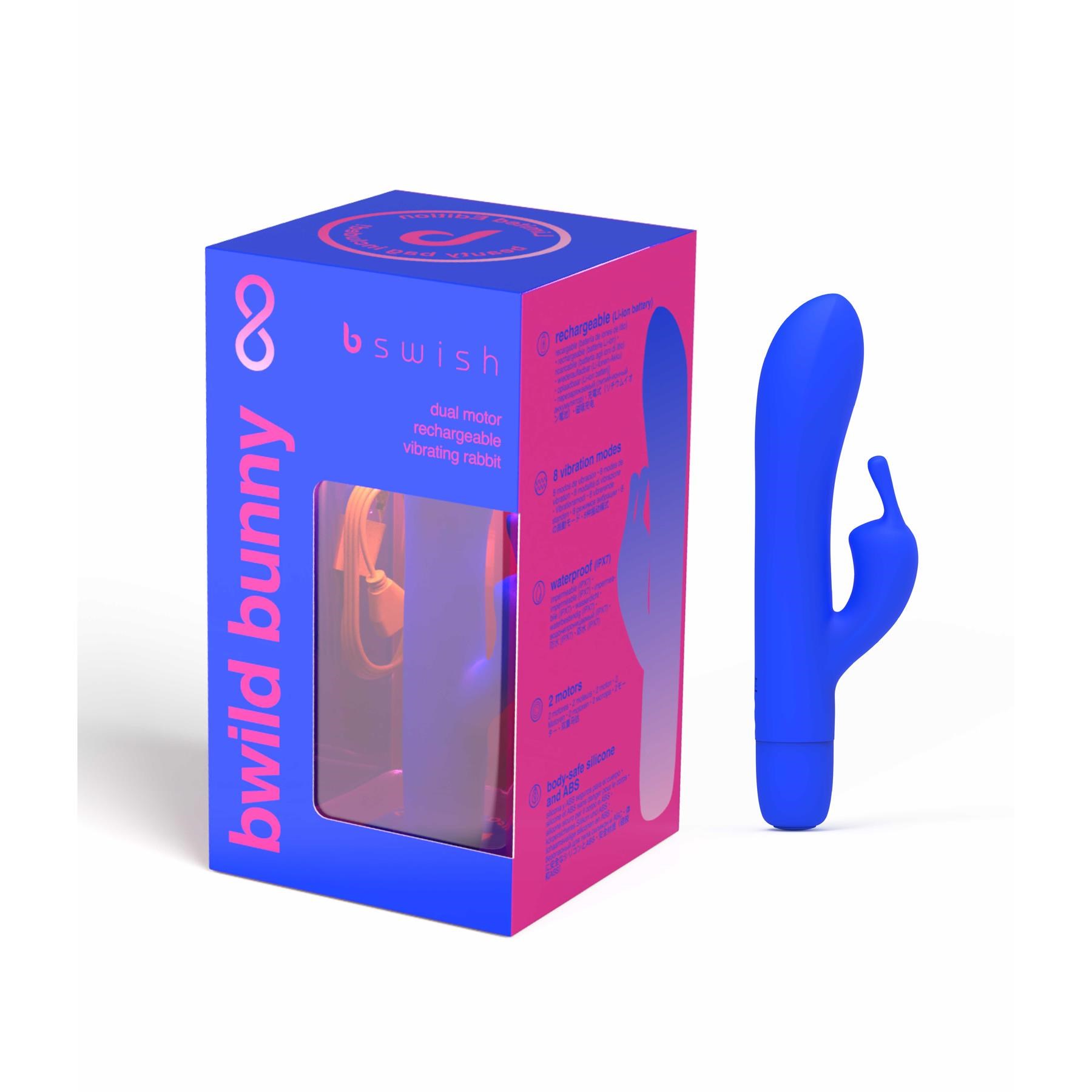 BSwish Bwild Bunny Classic Rechargeable Vibrator - Product and Packaging - Blue