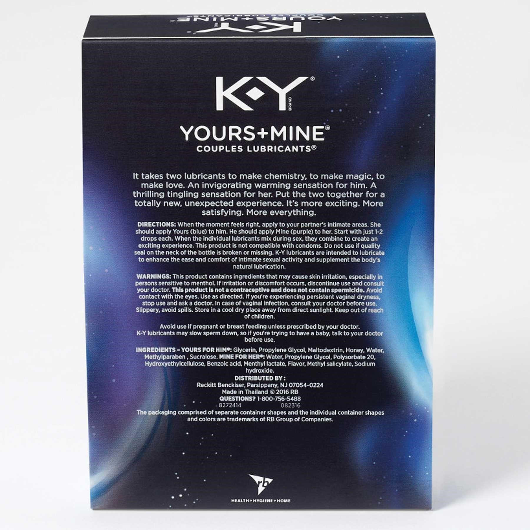 K-Y Yours & Mine Couples Lubricant back of box