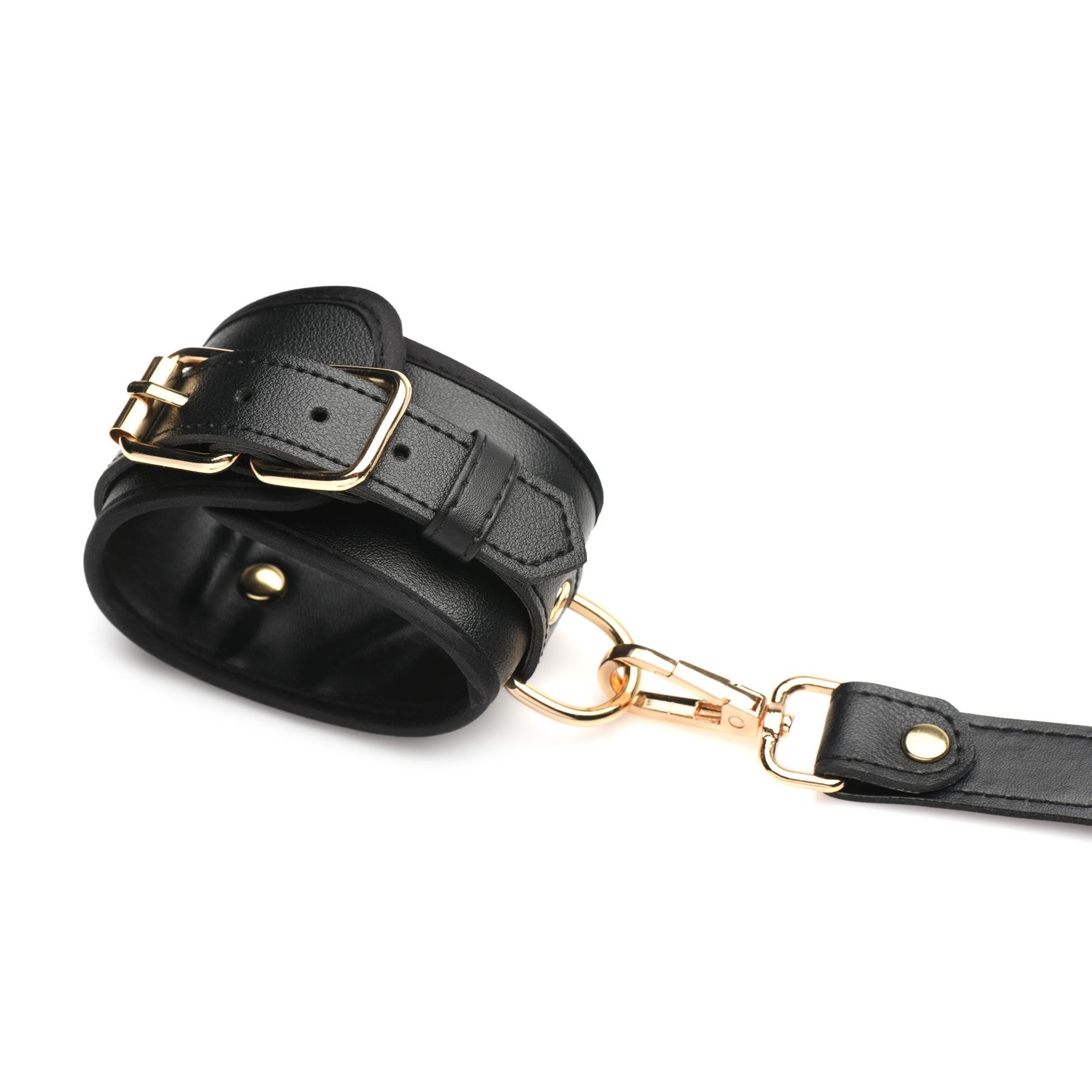 Strict Bondage Harness With Bows - Close Up on Cuffs