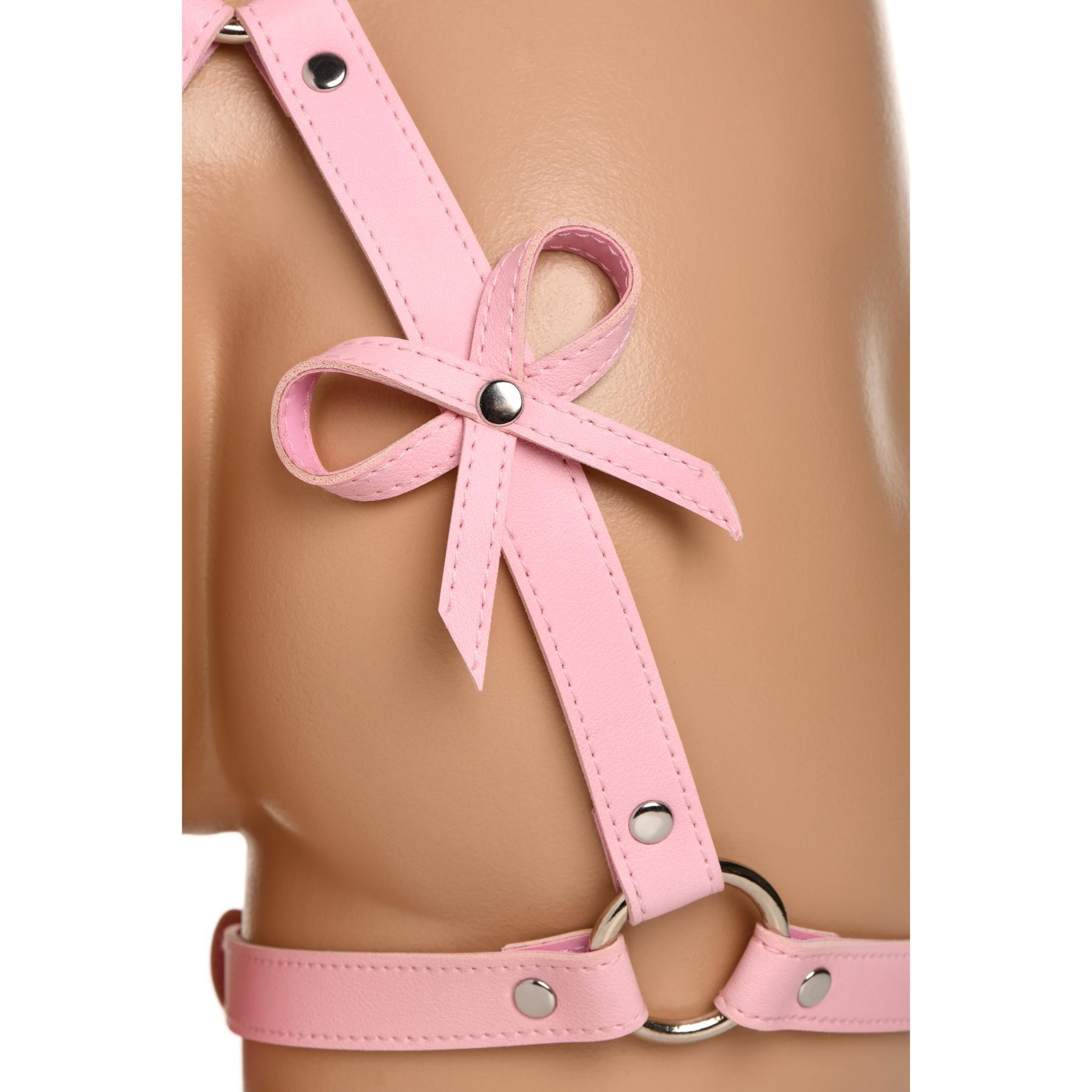 Strict Bondage Harness With Bows - Close Up on Bows