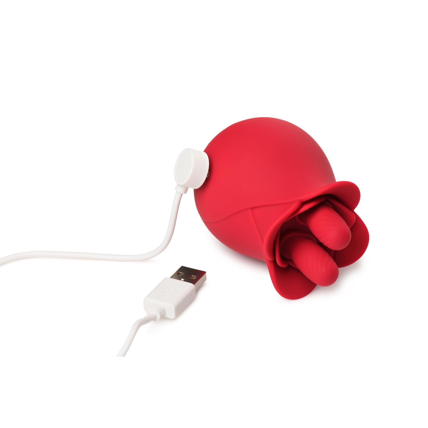 Bloomgasm Rose Fondle Massager - Showing Where Charging Cable is Placed