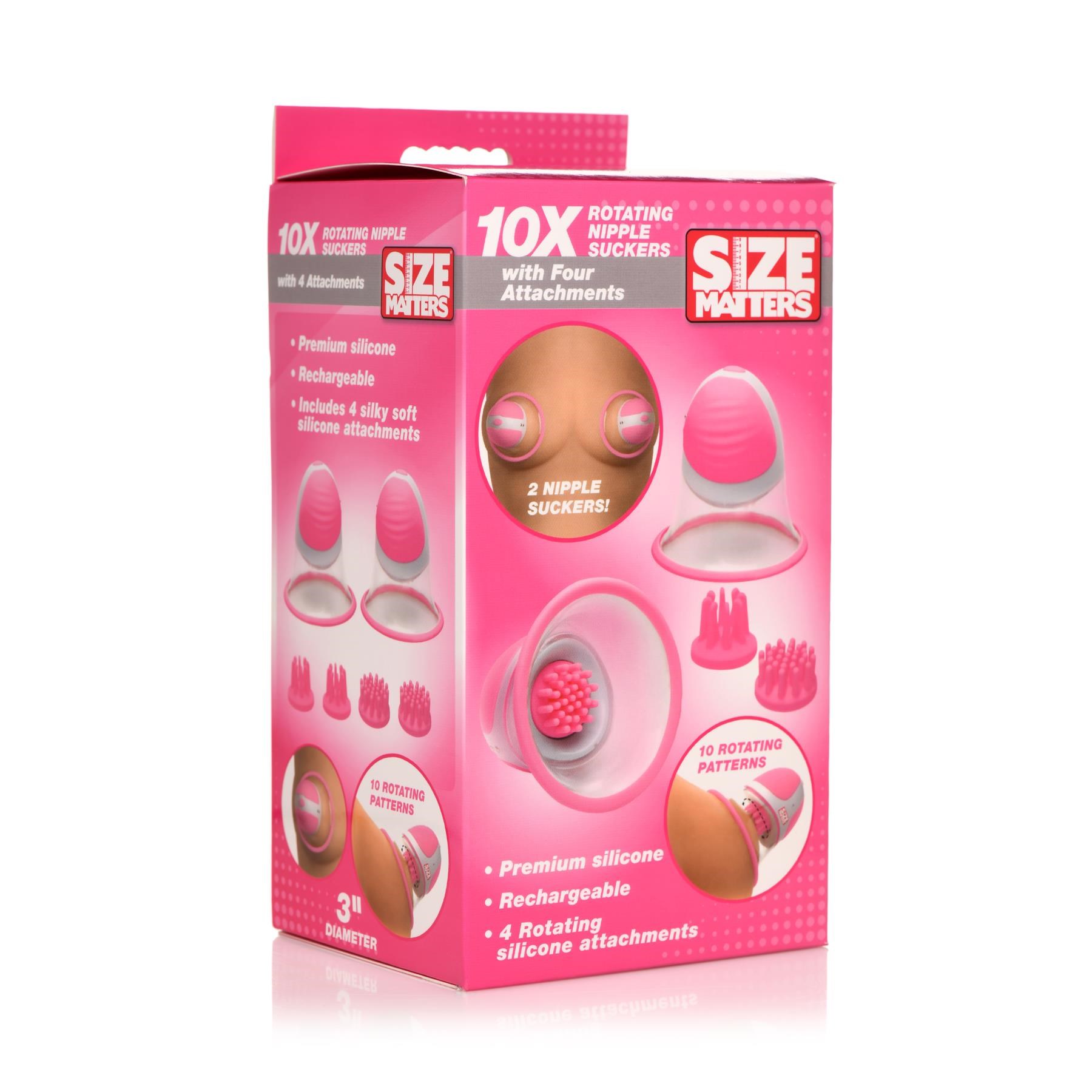 Size Matters Rotating Nipple Suckers With Attachments - Packaging Shot