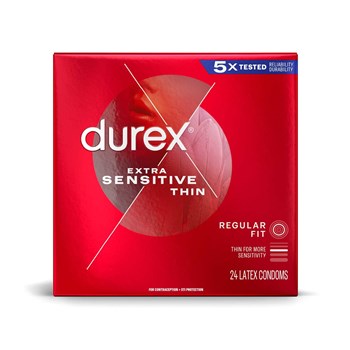 Durex Extra Sensitive Ultra Thin Condom front package 24 count