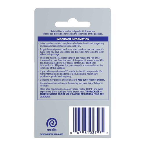 Durex Air Condoms - back of box