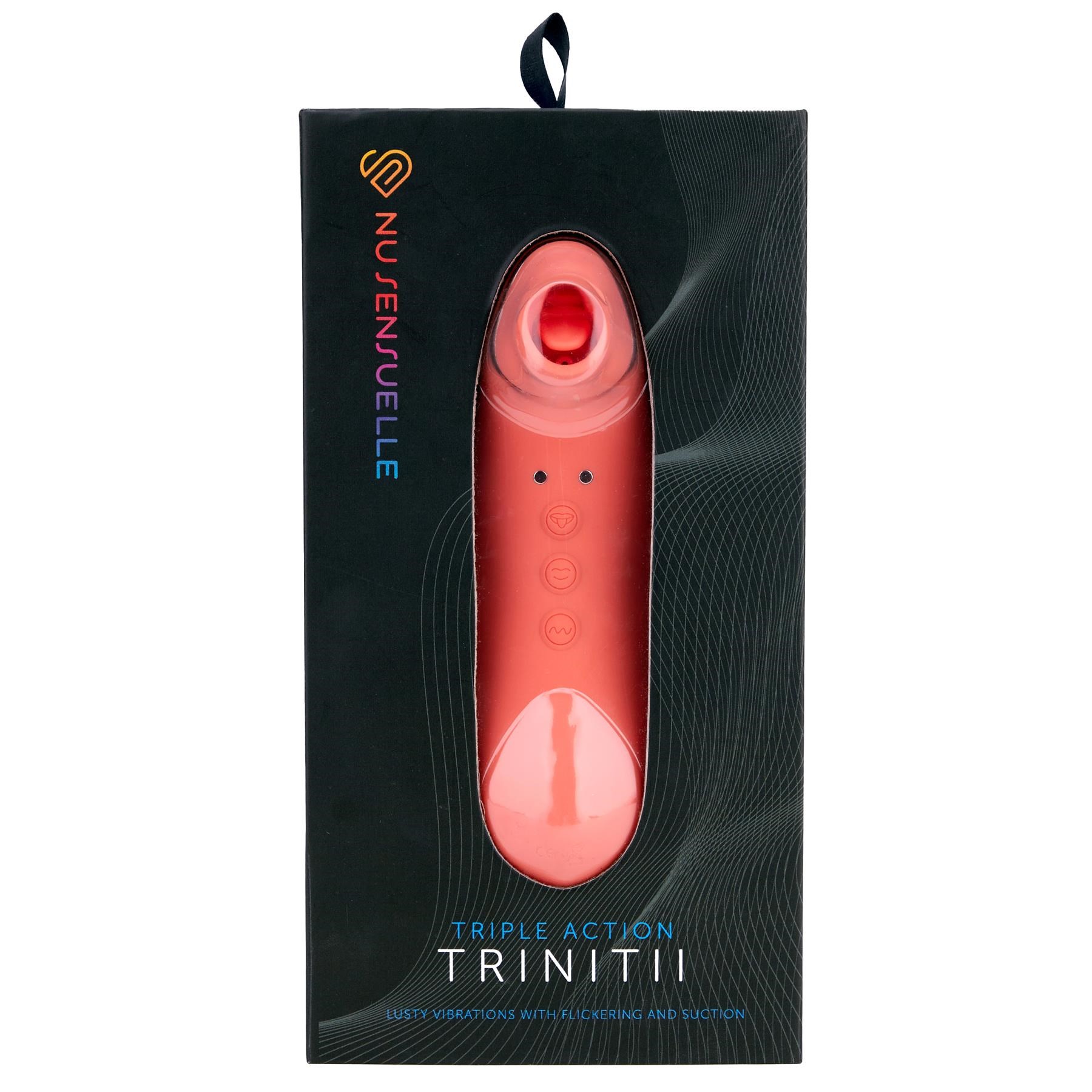 Nu Sensuelle Trinitii Flickering and Sucking Clitoral Stimulator - Packaging Shot