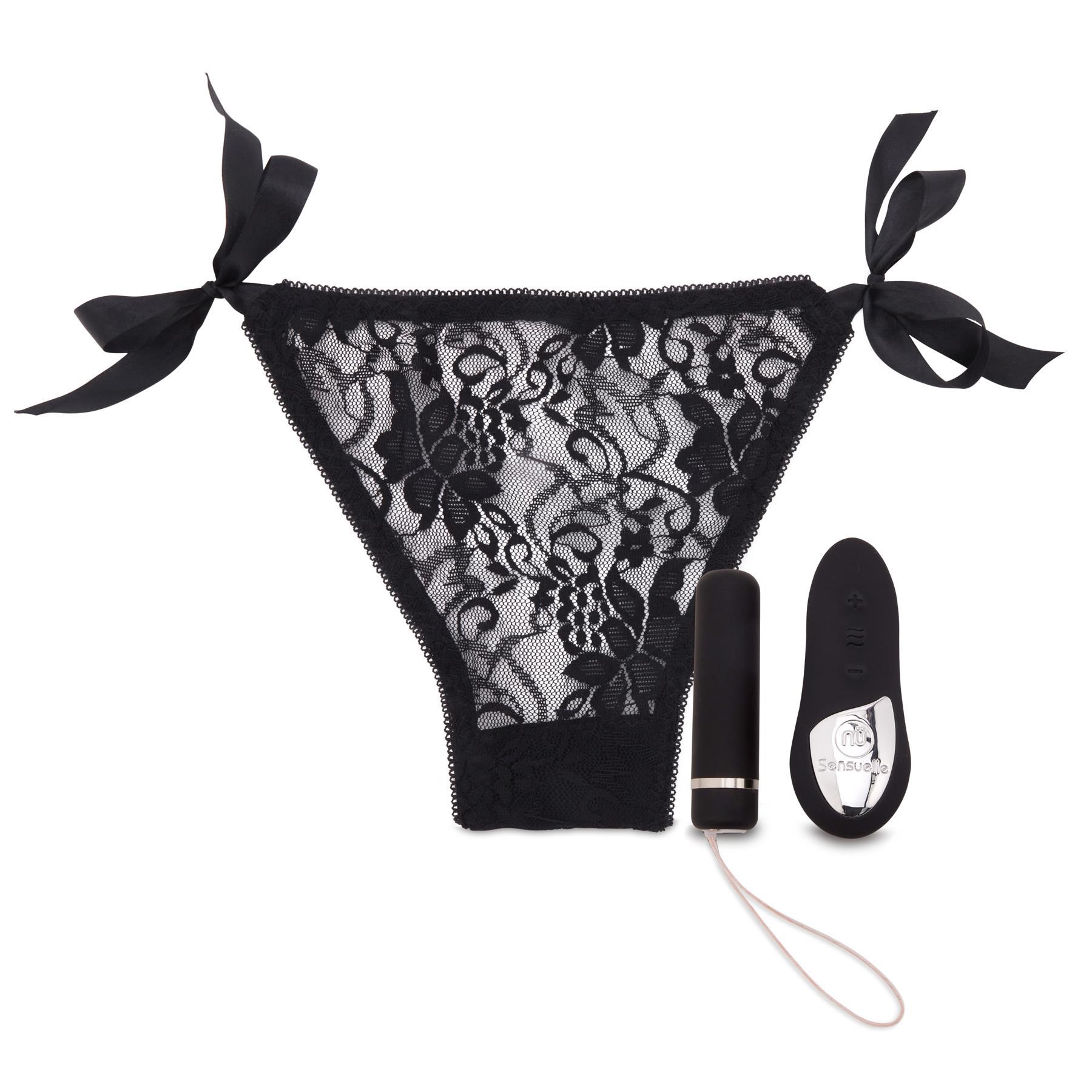 Nu Sensuelle Pleasure Panty With Remote Control - Product, Remote and Panty - Black