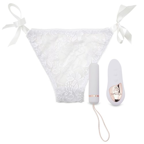 Nu Sensuelle Pleasure Panty With Remote Control - Product, Remote and Panty - White