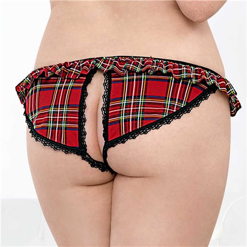 Open Crotch School Girl back cropped plaid q/s