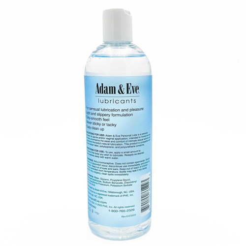Adam & Eve Personal Lubricant 16 oz back of bottle