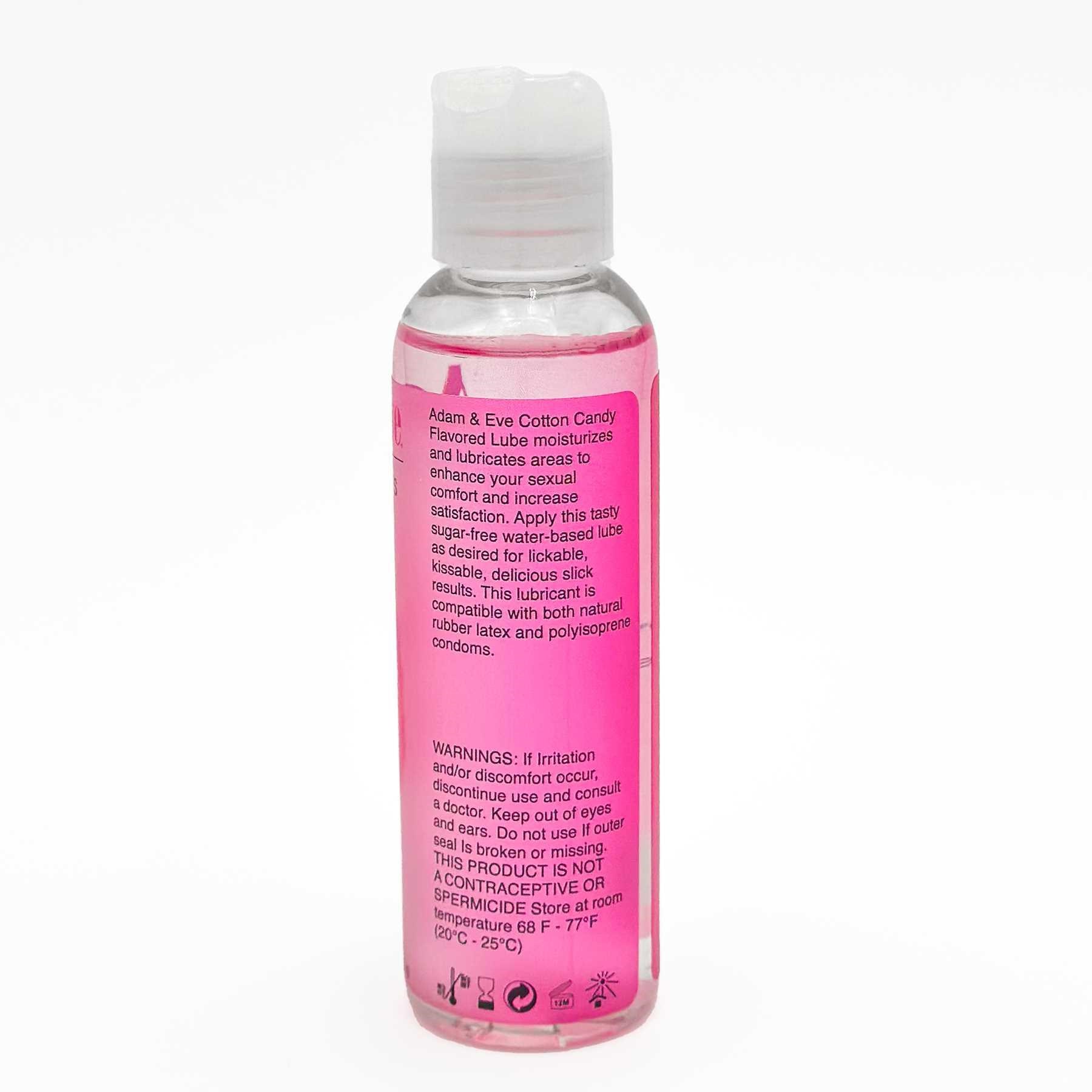 Adam & Eve Flavored Lubricants cotton candy side of bottle
