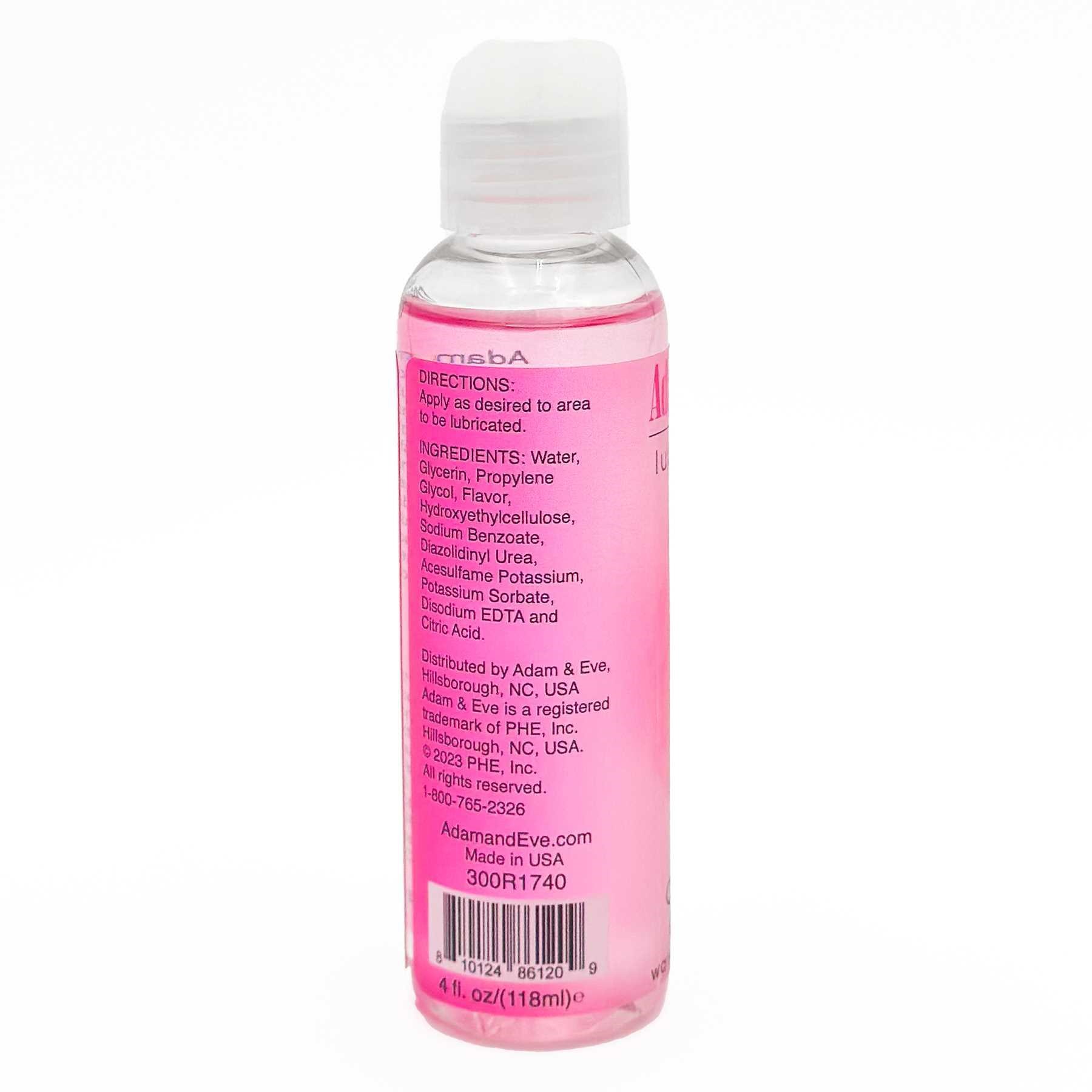Adam & Eve Flavored Lubricants cotton candy back  of bottle
