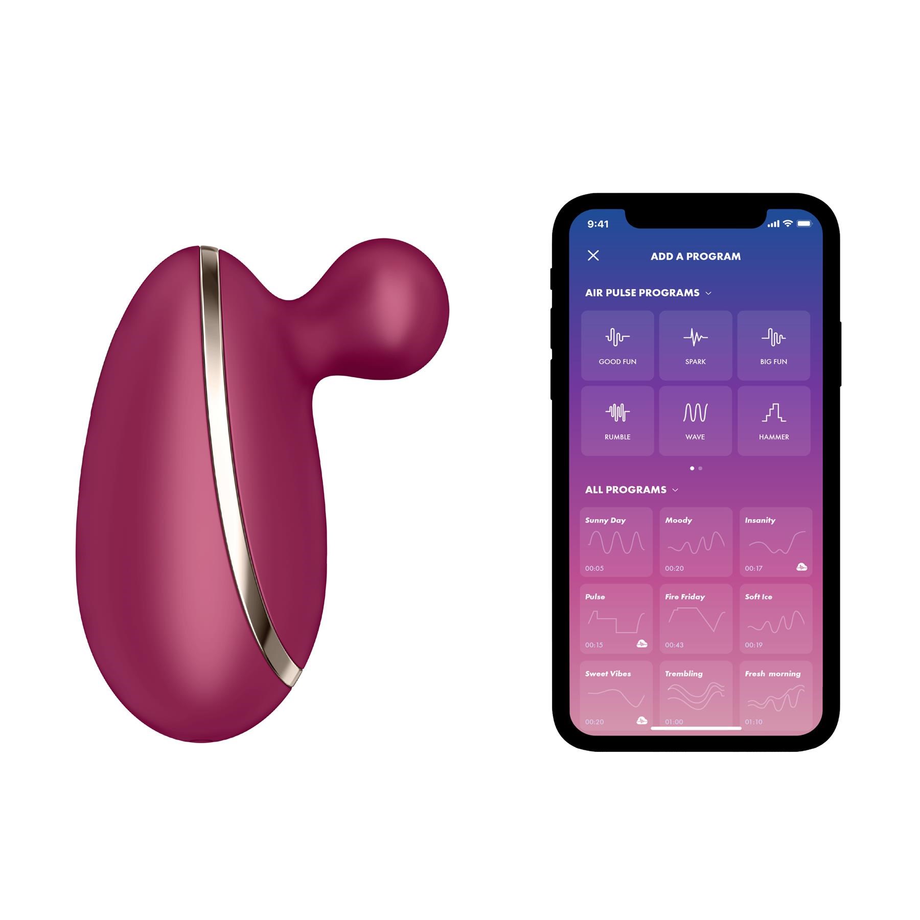 Satisfyer Spot On Lay-On Vibrator - Product Shot with Phone App