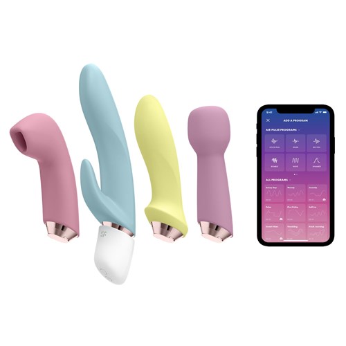 Satisfyer Marvelous Four Air Pulse Vibrator Set - All Components with Phone App