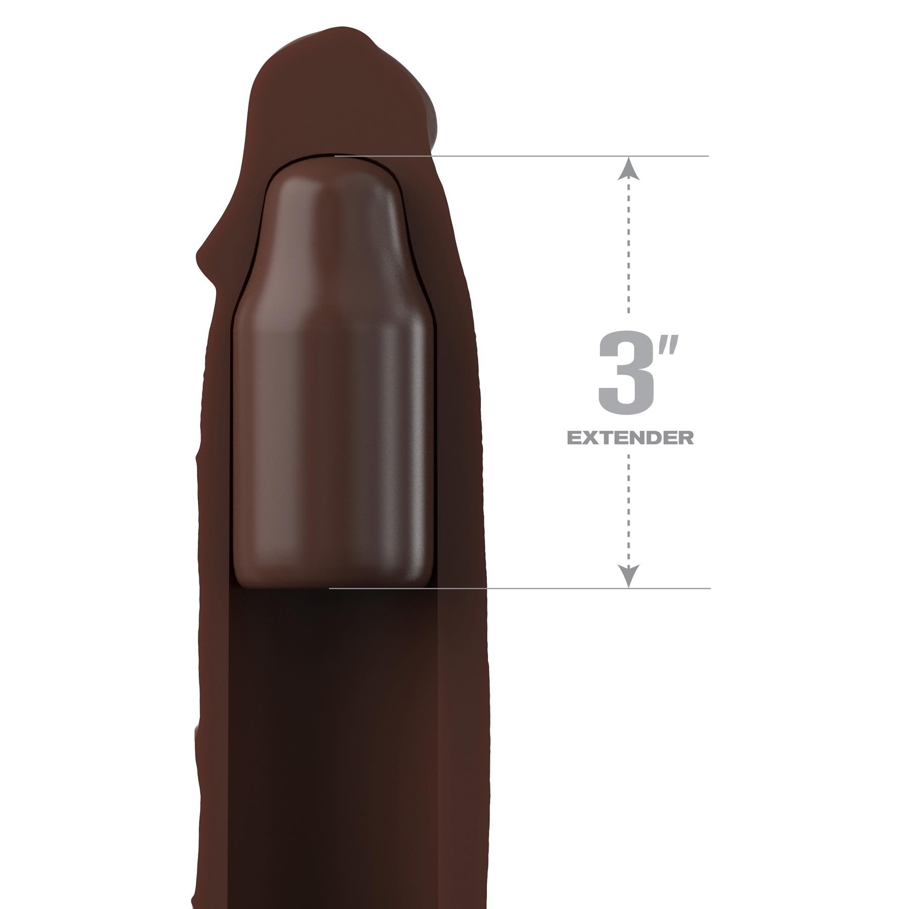 Fantasy X-Tensions Elite 3" Silicone Extension - Inside Showing Extension Tip - Brown