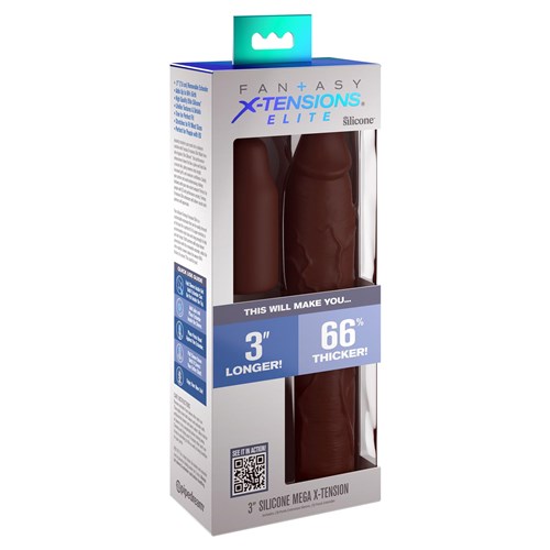 Fantasy X-Tensions Elite 3" Silicone Extension - Packaging Shot - Brown