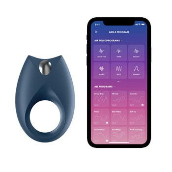 Satisfyer Royal One Penis Ring - Product and Phone App Screen