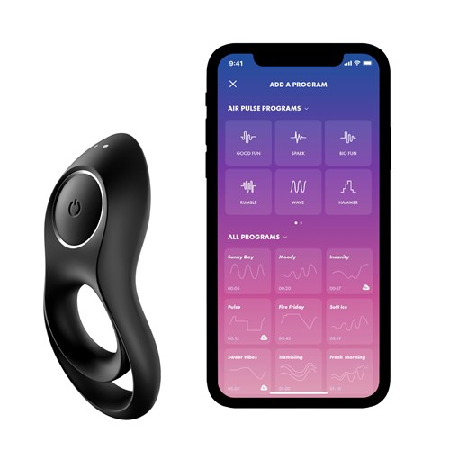 Satisfyer Legendary Duo Penis Ring - Product with Phone App Screen