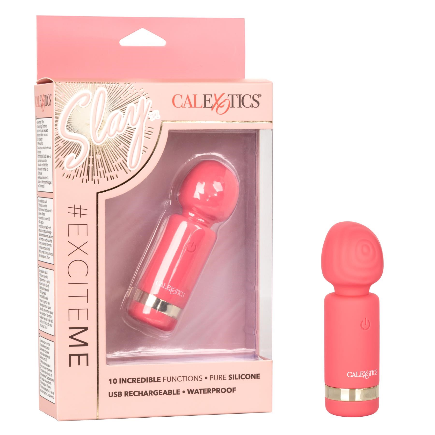 Slay #ExciteMe Mini Wand Massager - Product and Packaging Shot