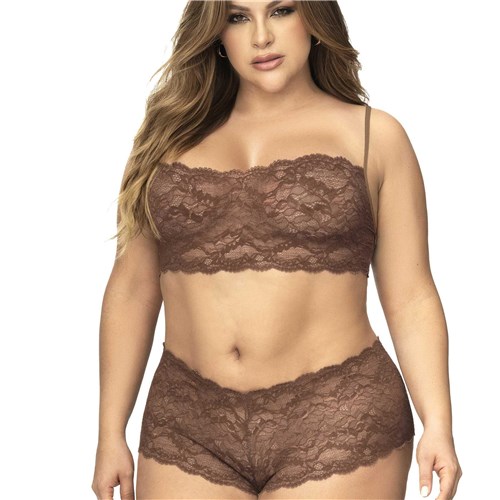 Lace Essentials - Panty & top lace sets qos  front cocoa