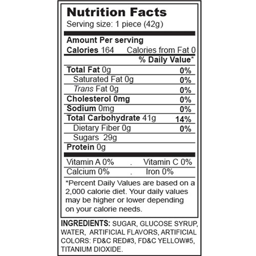 Candy Ball Gag - Packaging - Back - Nutritional Information and Ingredients